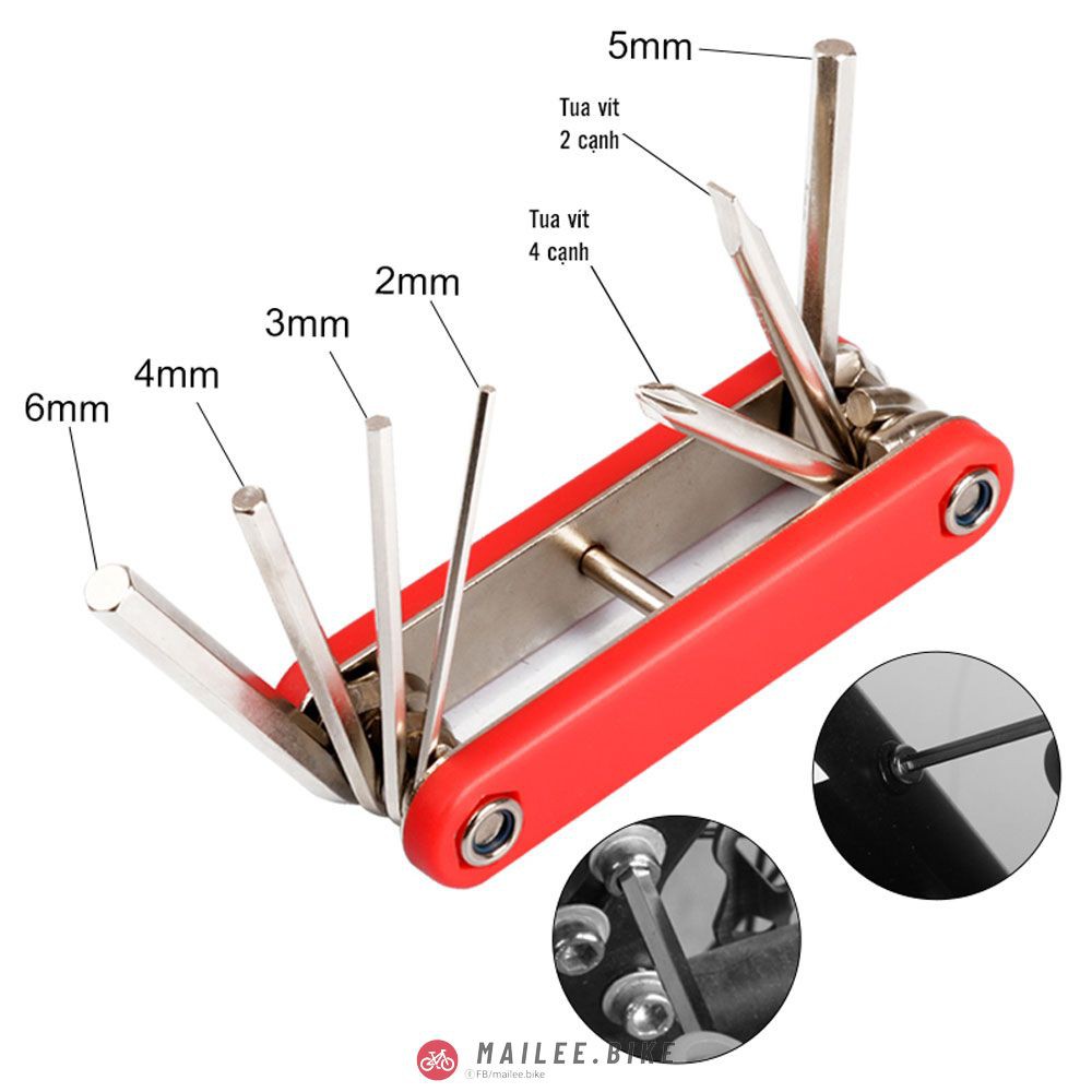 Hộp Đồ Nghề Sửa Chữa Xe Đạp Bơm Xe Vá Xe Cờ Lê Lục Giác Sửa Chữa Đa Năng Tiện Dụng Mang Theo Treo Sườn Xe Đạp