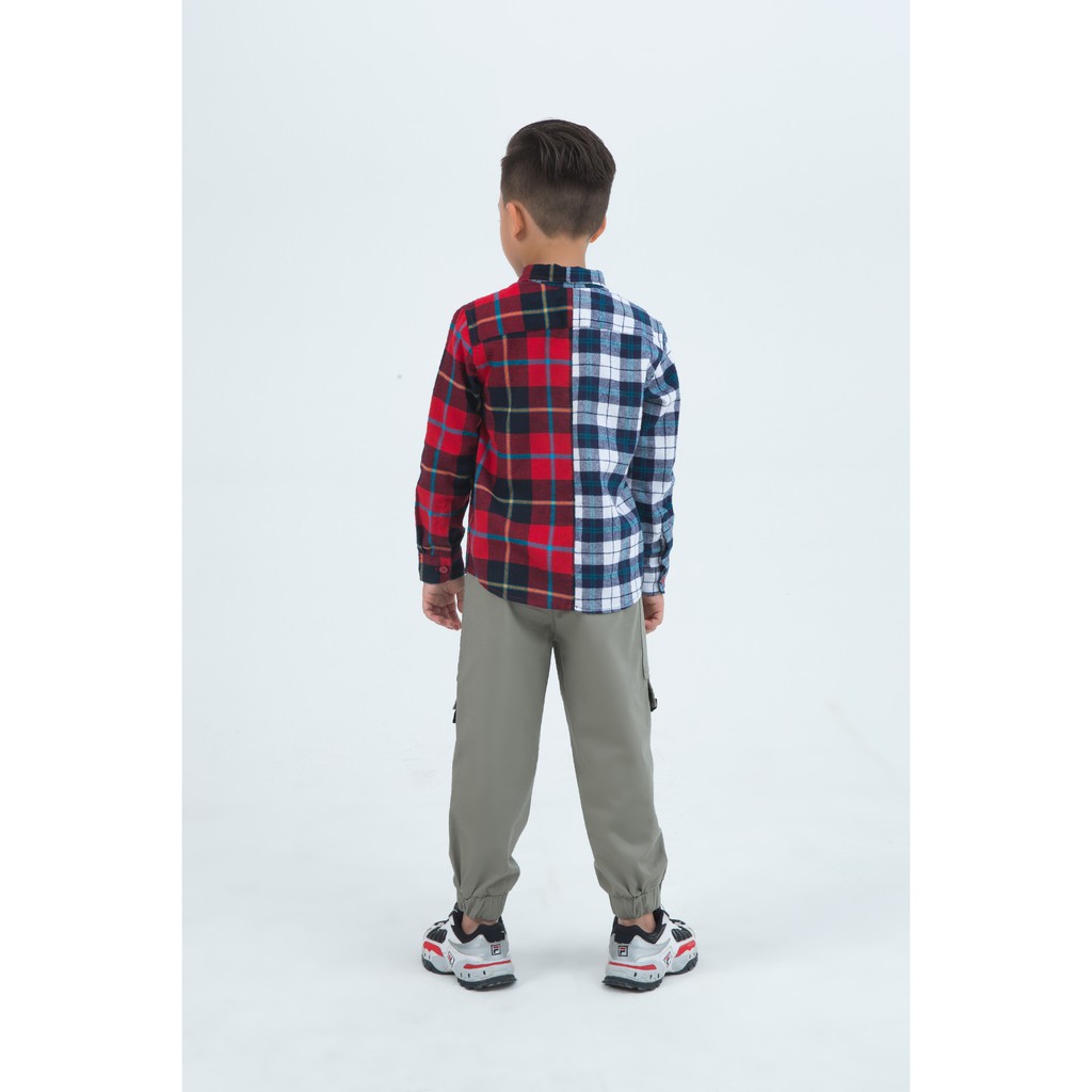 Áo sơ mi bé trai họa tiết kẻ IVY moda MS 17K0977