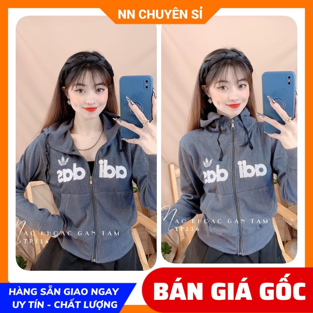 Áo khoác gân tăm cho nữ chất vải mềm co giãn lên phom ôm dáng thêu chữ dễ thương TP116