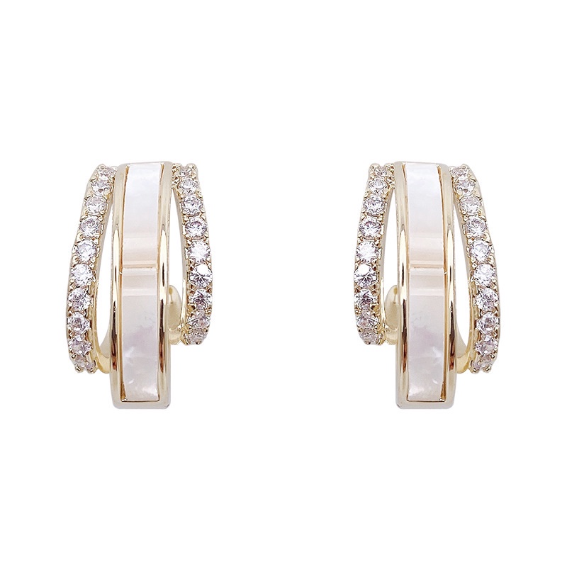 1 Đôi Bông Tai Mạ Bạc 925 Đính Đá Opal Hình Học Dành Cho Nữ