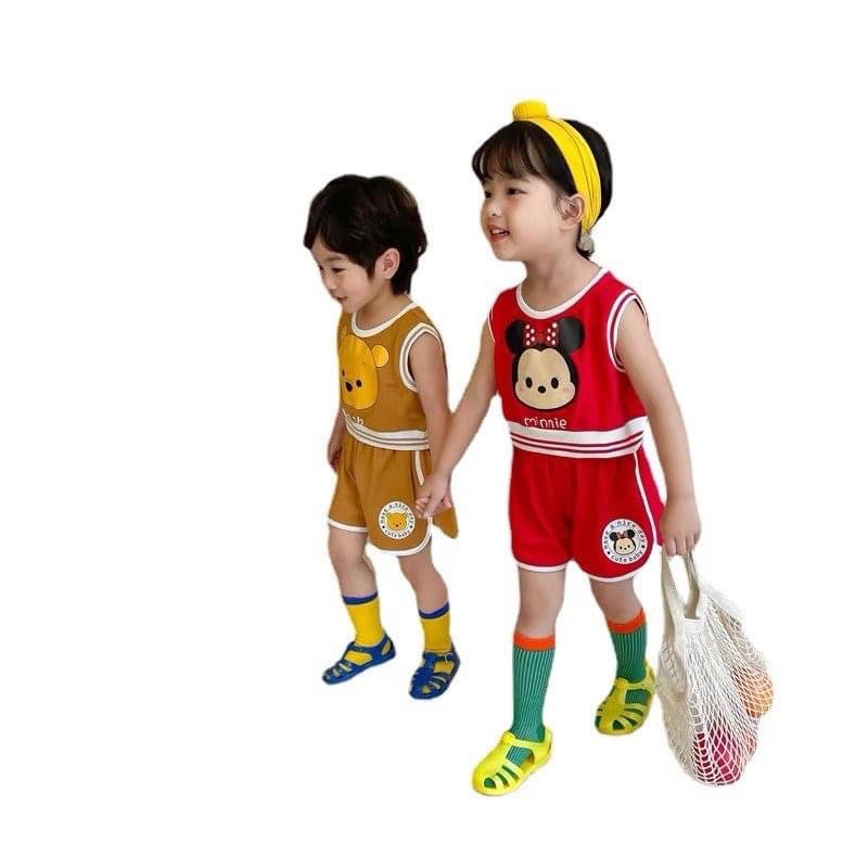 Bộ ba lỗ cho bé trai bé gái họa tiết dễ thương cotton loại 1