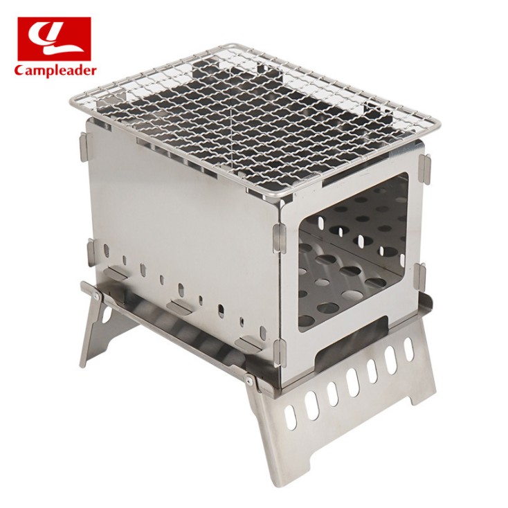 Bếp củi lắp ghép mini, bếp đốt củi cắm trại dã ngoại inox 430