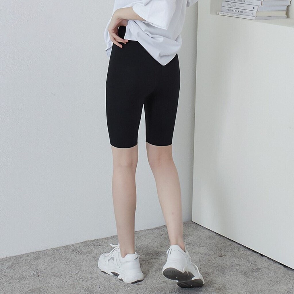 Quần Legging Lửng Nữ Trên Gối Bigsize Co Giãn Bó Ôm Body Dáng Quần Legging Ngố Thái Nâng Mông Cạp Cao Vải Cotton Dày Gym
