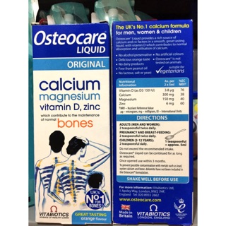 Canxi nước Osteocare Liquid 200 ml cho trẻ còi xương, bà bầu Vitabiotics Anh.