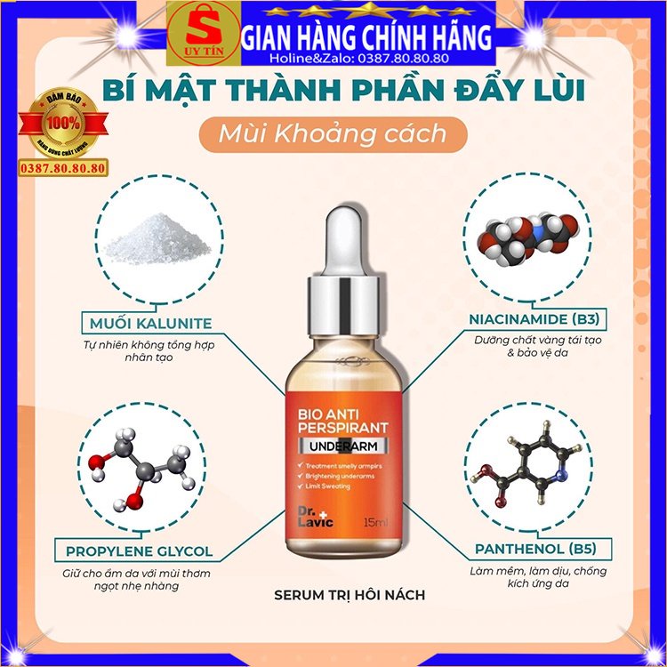 Serum khử mùi hôi nách hôi chân xịn Dr.lavic xóa thâm vùng nách dưỡng trắng da xịt khử mùi toàn thân cơ thể cho nam nữ