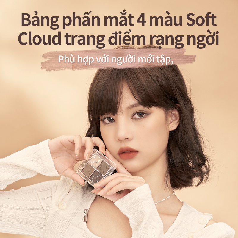 Phấn mắt 4 màu judydoll màu trà sữa màu ánh ngọc trai mờ 5.3g