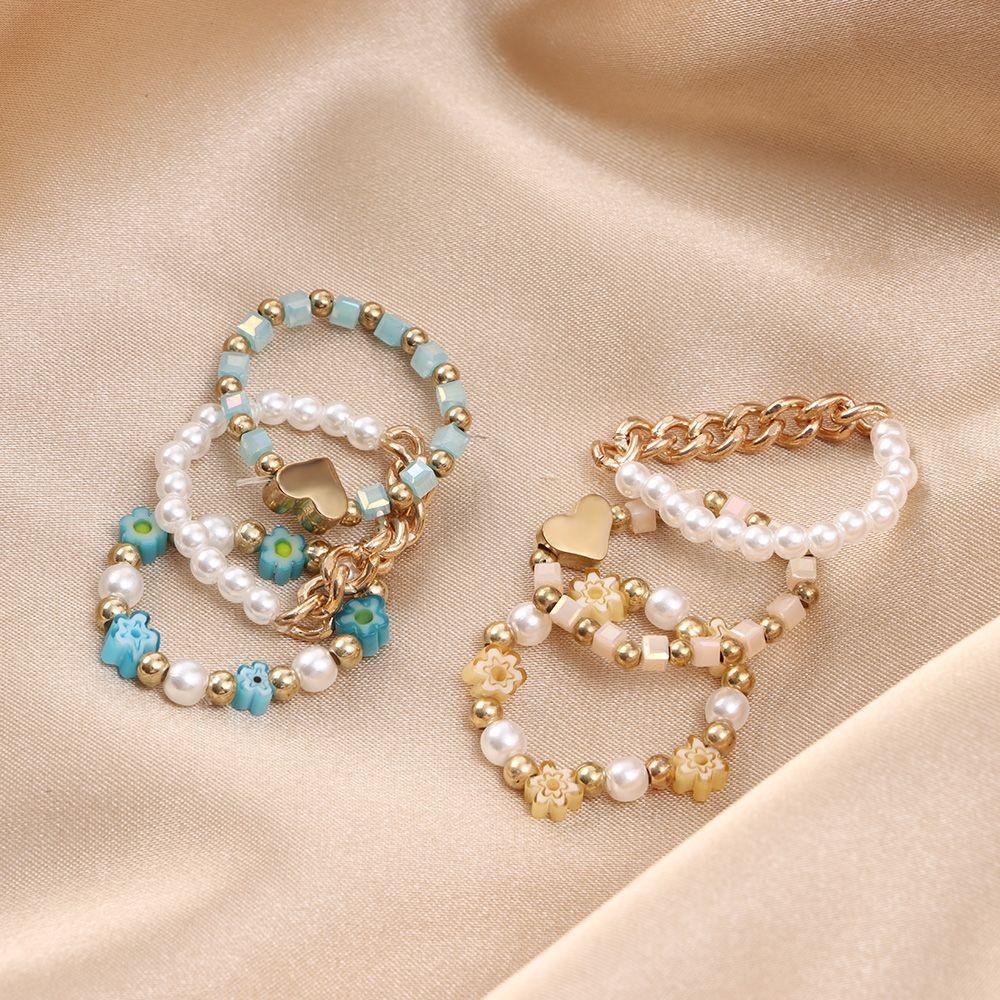 Set 3 Nhẫn Nữ Đính Đá Nhiều Màu Sắc Thời Trang