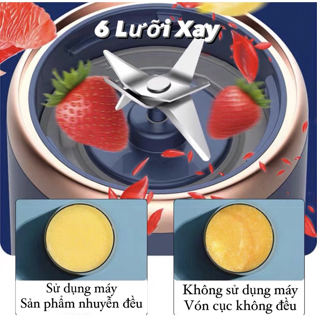 Máy xay sinh tố cầm tay mini sạc pin , Máy say sinh tố cầm tay đa năng mini 300ml