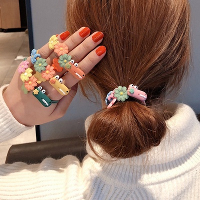 Set 5 Dây Cột Tóc Họa Tiết Hoạt Hình Màu Sắc Ngọt Ngào Phong Cách Hàn Quốc Cho Nữ