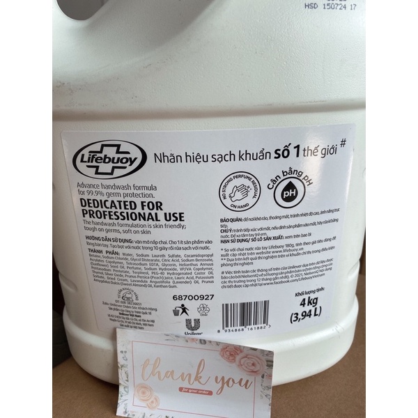 ((MỚI)) Nước rửa tay can Lifebouy  4kg bảo vệ vượt trội( can tiết kiệm)MẪU MỚI | BigBuy360 - bigbuy360.vn