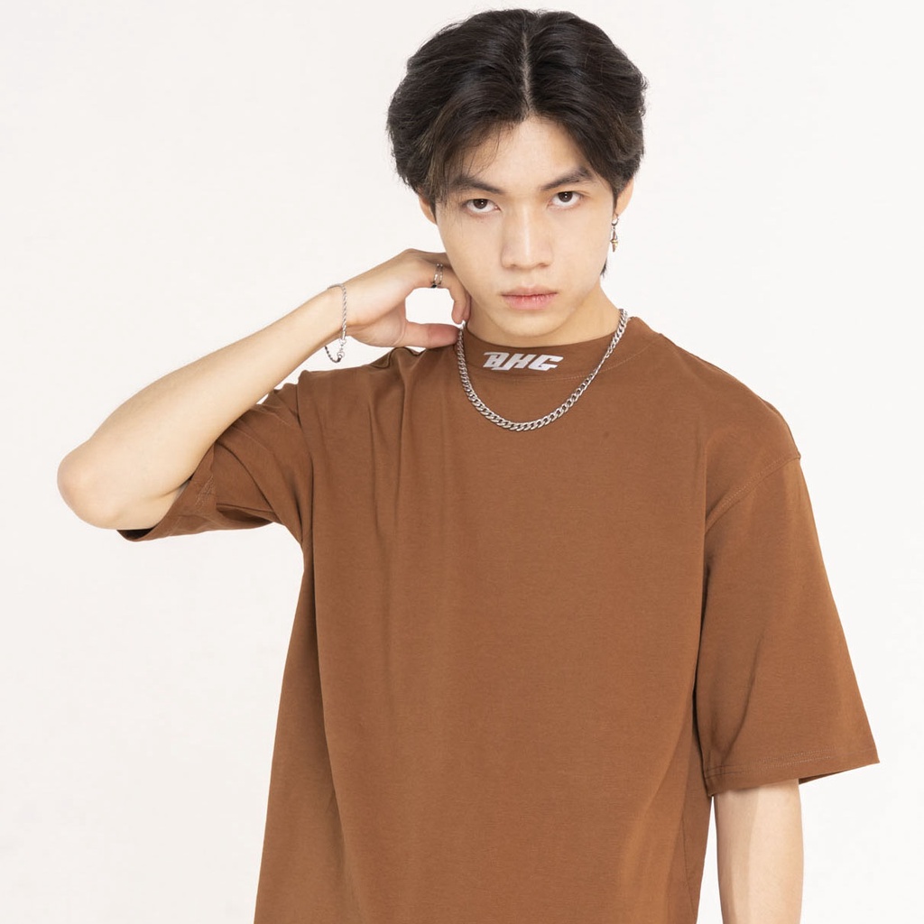 Áo Thun Unisex BJHG cổ cao in LOGO PHẢN QUANG phông tay lỡ nam nữ form rộng Local Brand