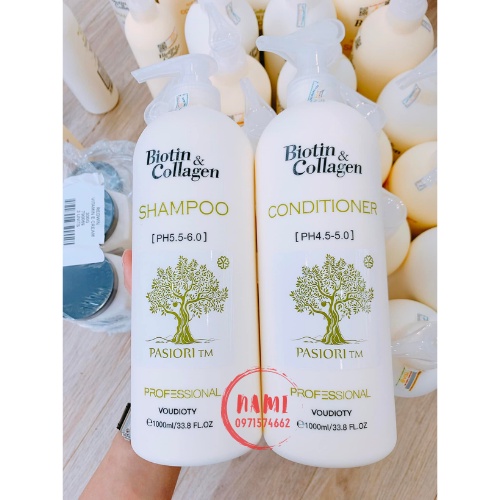 Cặp Dầu Gội Xả Biotin Collagen Trắng.Giảm Rụng Tóc,Phục Hồi Tóc Khô Xơ, Hư Tổn, Kích Thích Mọc Tóc