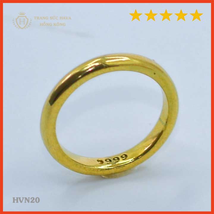 Nhẫn Trơn 1 Chỉ Cổ Điển Khắc Số 9999 Titan Xi Mạ Vàng Non 24k Cao Cấp, Nhẫn Cưới Phong Cách Thời Tra