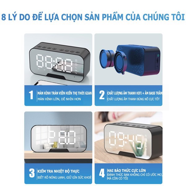 [Giảm giá 50%] Loa Bluetooth Bass cực căng kiêm đồng hồ báo thức Radio mặt gương Havit M3