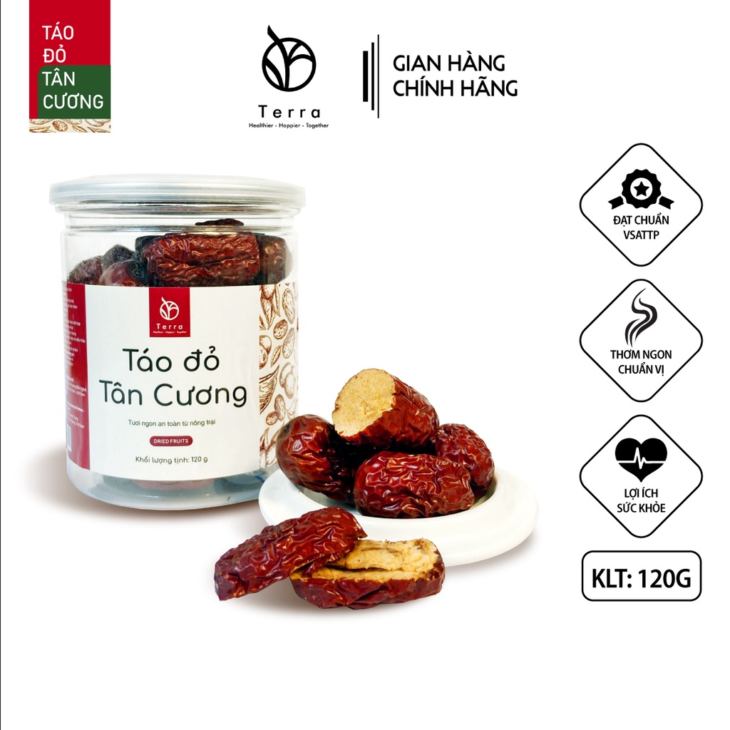 Táo đỏ Tân Cương hàm lượng dinh dưỡng cao, tốt cho sức khỏe, tươi ngon, an toàn từ nông trại, hộp 120gr