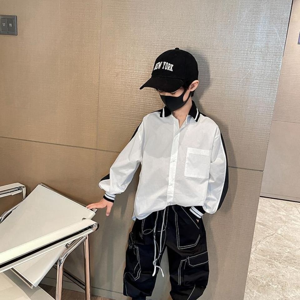Áo Sơ Mi Cotton Trắng Tay Dài Phong Cách Hàn Quốc Mới Dành Cho Bé Trai 2022