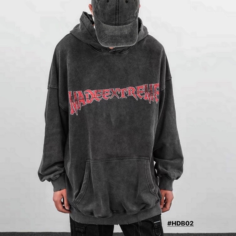 Áo hoodie nỉ xám khói MADE EXTREME chất denim cao cấp chính hãng