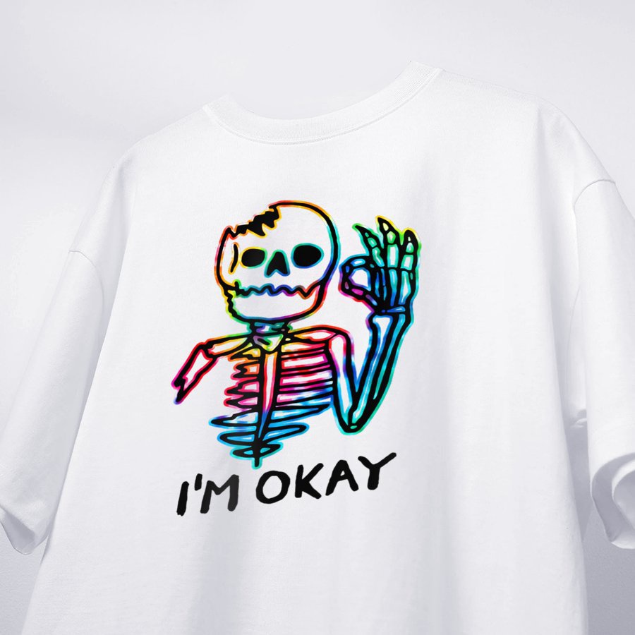 Áo thun nữ cổ tròn Bộ xương người hologram im okay MVR KK3991
