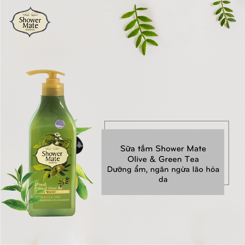 Sữa Tắm Showermate Fresh Olive &amp; Green Tea Tinh Chất Ôliu &amp; Trà Xanh Chống Lão Hóa 550g