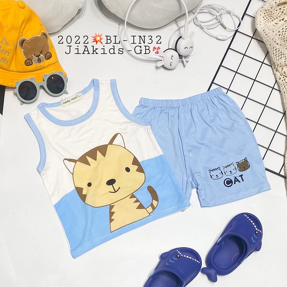 Set đồ mùa hè bé trai, bé gái họa tiết hoạt hình SBT389