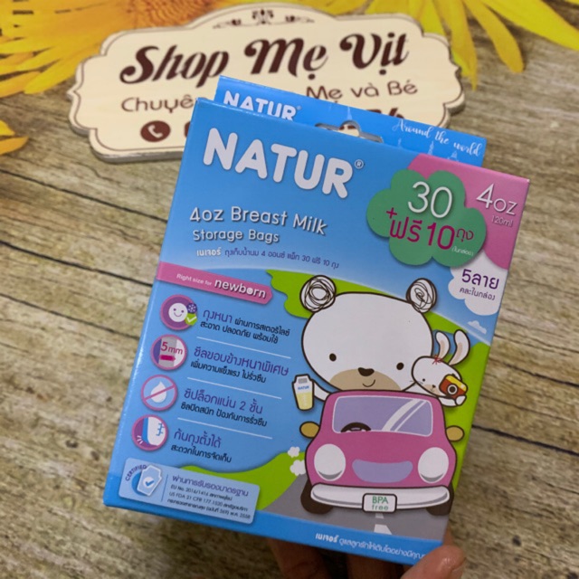 Túi trữ sữa Thái Lan Natur 120ml (30 túi/ hộp)