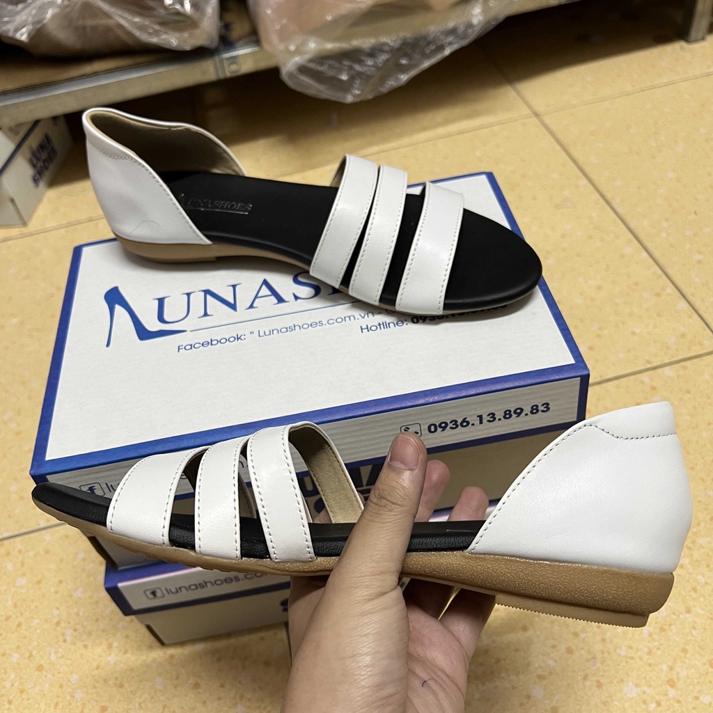 Sandal đế bằng nữ da bò mềm LUNASHOES 6604 bảo hành 2 năm 1 đổi 1