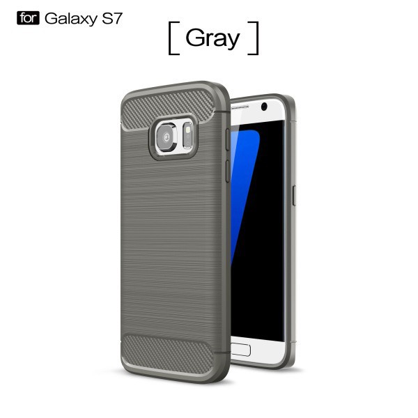 Samsung S7 Carbon Fibre Phone Back Cover TPU Full Coverage Shockproof Anti-fall