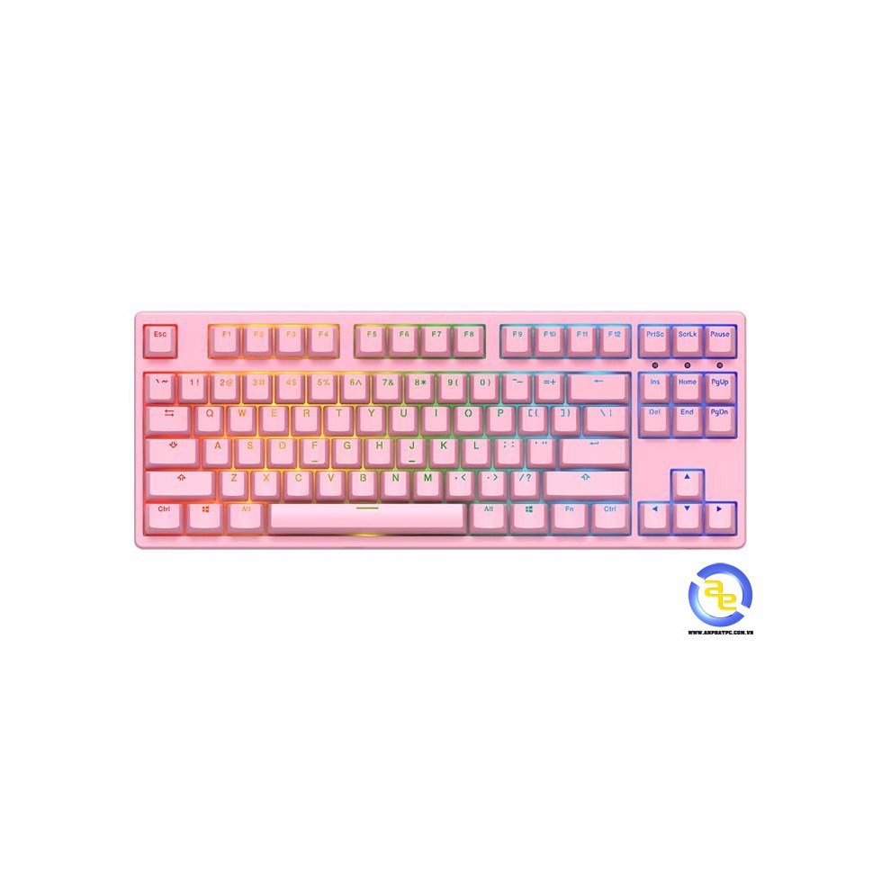 Bàn phím cơ AKKO 3087s RGB (Màu Hồng) Switch Blue/Orange/Pink