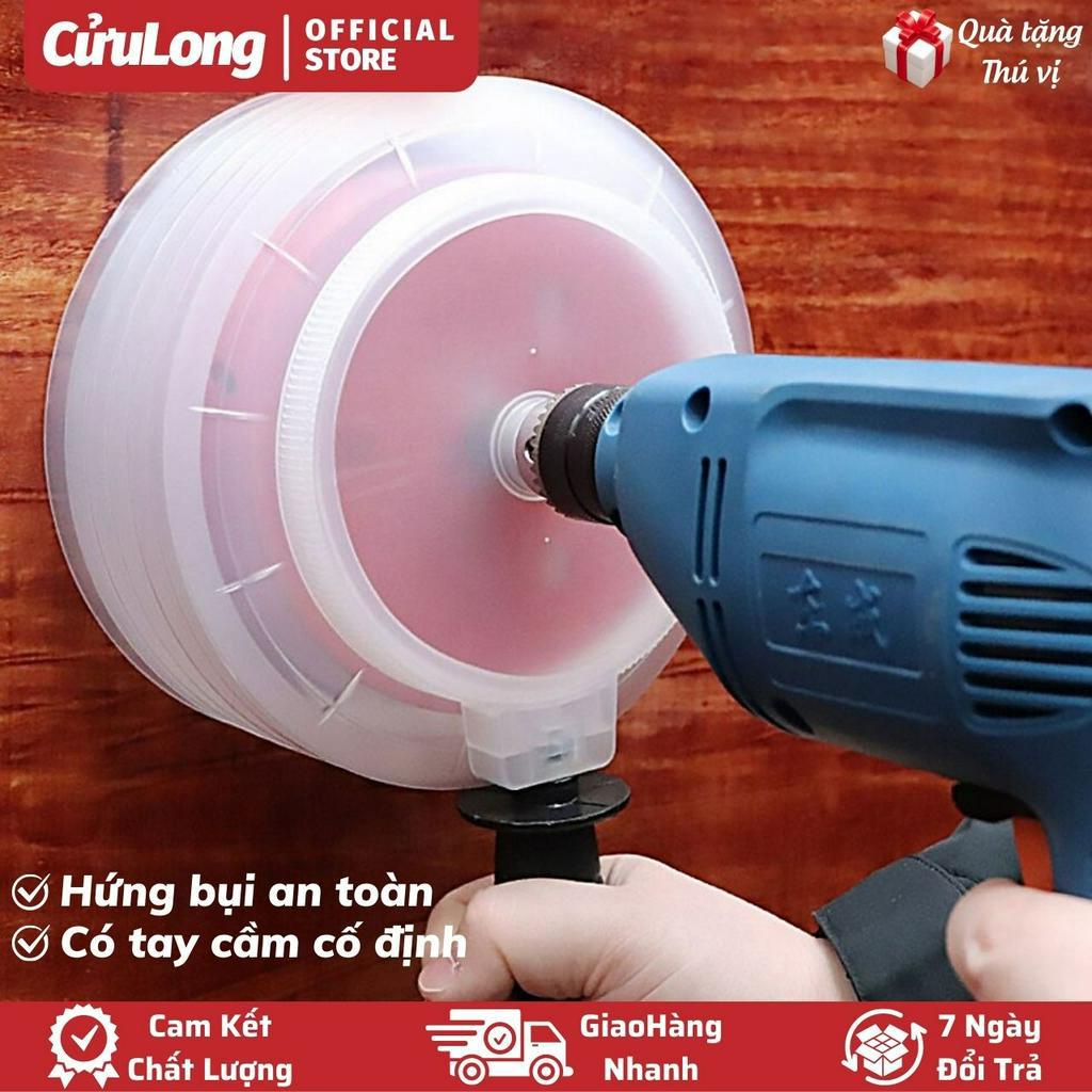 Phễu Chụp Hứng Bụi Khoan Thạch Cao Tường Bê Tông rút lõi chất liệu nhựa mềm có tay cầm bảo vệ an toàn trong lao động