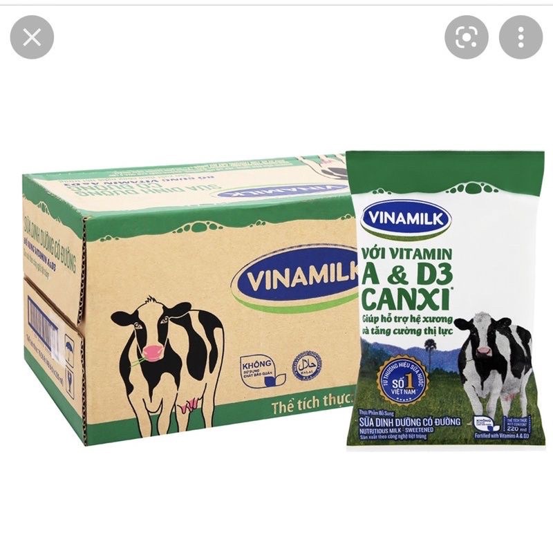 ( siêu tốc)thùng 48 bịch sữa tươi vinamilk ít đường(date mới)