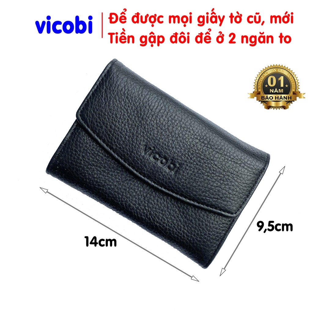 Ví Mini Nữ Da Bò Vicobi M8, Bóp nhỏ cầm tay đựng thẻ Card ATM, CMND, GPLX cà vẹt bằng lái xe cũ mới, Made in VietNam | BigBuy360 - bigbuy360.vn