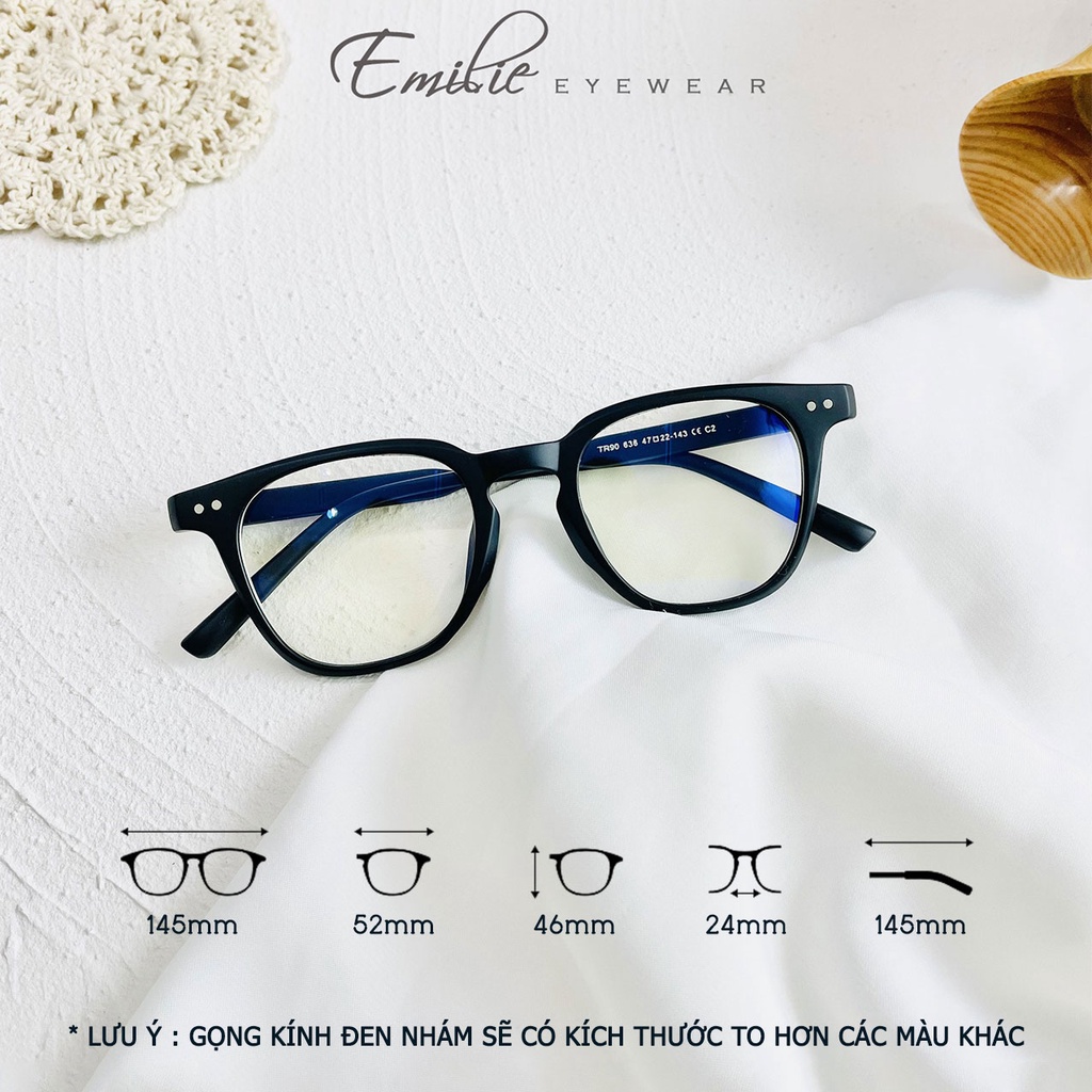 Gọng kính nhựa vuông nam nữ Emilie eyewear phụ kiện thời trang 2266
