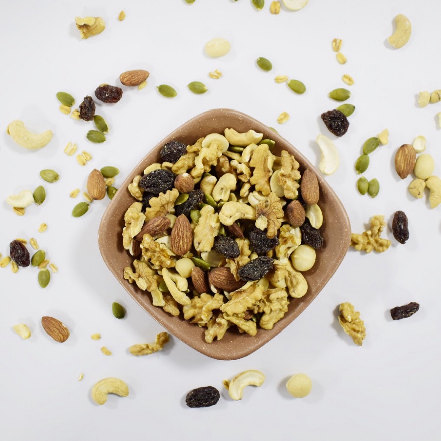 Granola Siêu Hạt Smilenuts Gồm Hạnh Nhân, Óc Chó, Yến Mạch, Macca, Hạt điều, Nho khô, Mật ong_Khối Lượng 500g/250g/30g