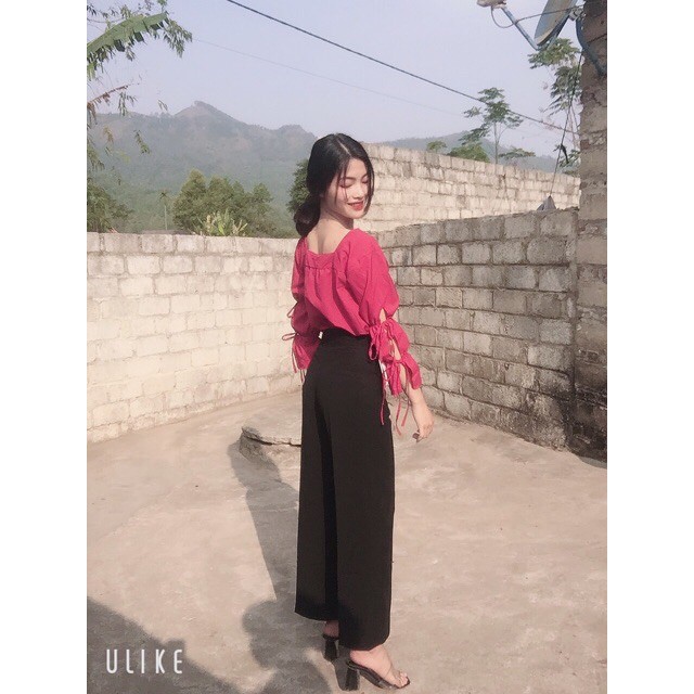 Quần ống rộng nữ ống rộng culottes dáng dài vải cát hàn