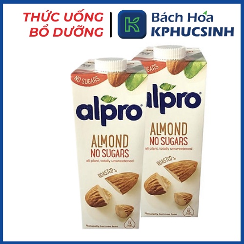 Sữa hạnh nhân nguyên chất không đường bổ sung dInh dưỡng hIệu Alpro 1l KPHUCSINH - Hàng Chính Hãng