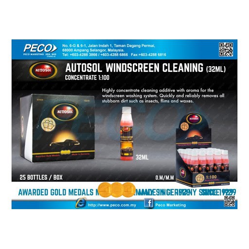 Hộp 25 CHAI DUNG DỊCH PHA VỆ SINH KÍNH XE CHAI NHỎ AUTOSOL WINDSCREEN WASH CONCENTRATE 1:100 #5535 32MLx25