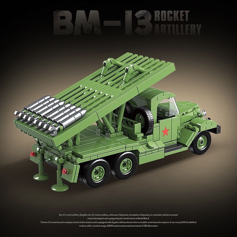 Army Quan guan 100240 bộ đồ chơi lắp ráp mô hình xe phóng loạt tên lửa Katyusa Bm-13 Rocket lauch artillery của Liên Xô