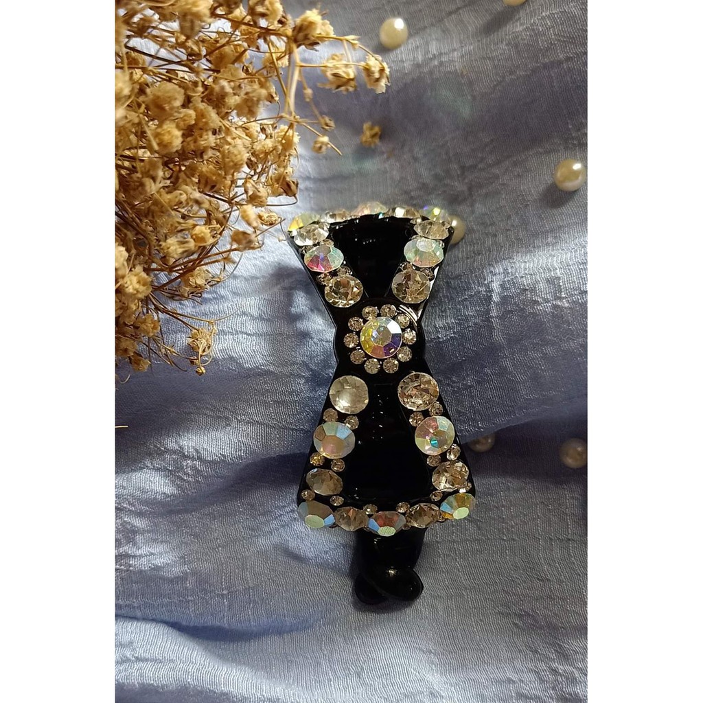 KẸP TÓC NGANG HÌNH NƠ SỐ 8 ĐÍNH ĐÁ MÀU CHO BẠN GÁI SIÊU CUTE