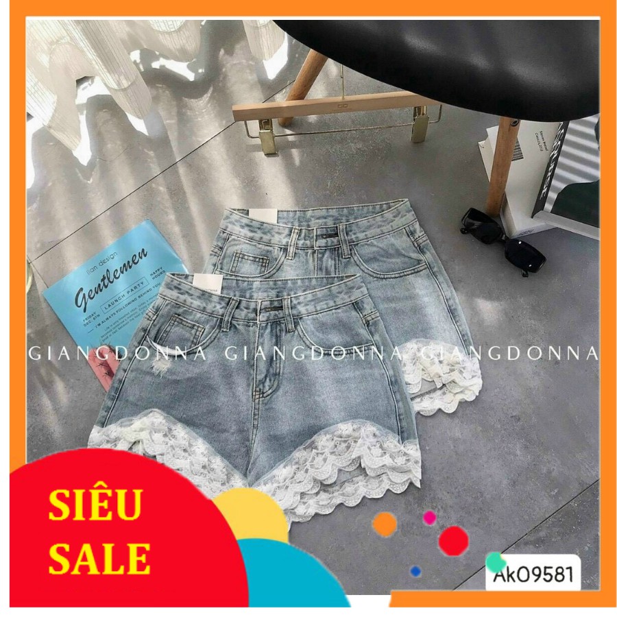 [XẢ KHO_FREESHIP] Quần Short Viền Ren Phong Cách Hàn Quốc [Chất Đẹp] Quần Jeans Ngắn Ống Rộng Siêu Xinh