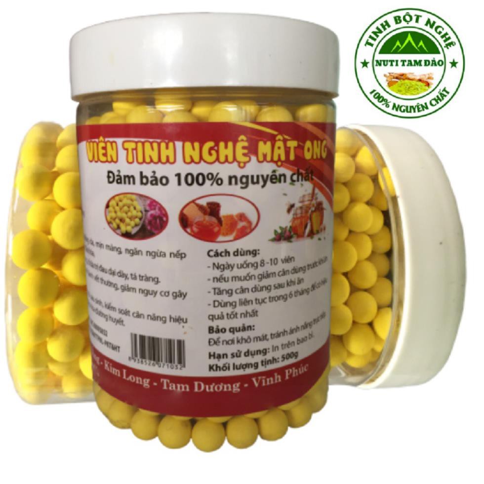 Tinh bột nghệ viên mật ong rừng 500g, nghệ viên mật ong nguyên chất, hàng loại 1, hàm lượng curcumin cao, đảm bảo VSATTP