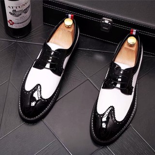 Giày derby trắng đen