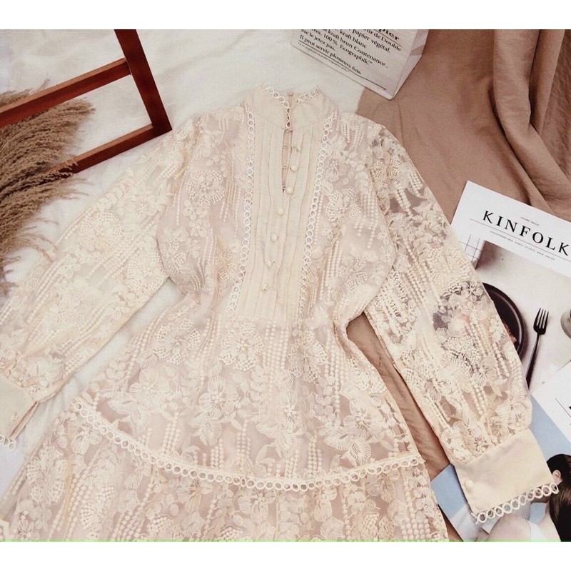 ẢNH THẬT TRẢI SÀN - ĐẦM REN CỔ V ĐUÔI CÁ