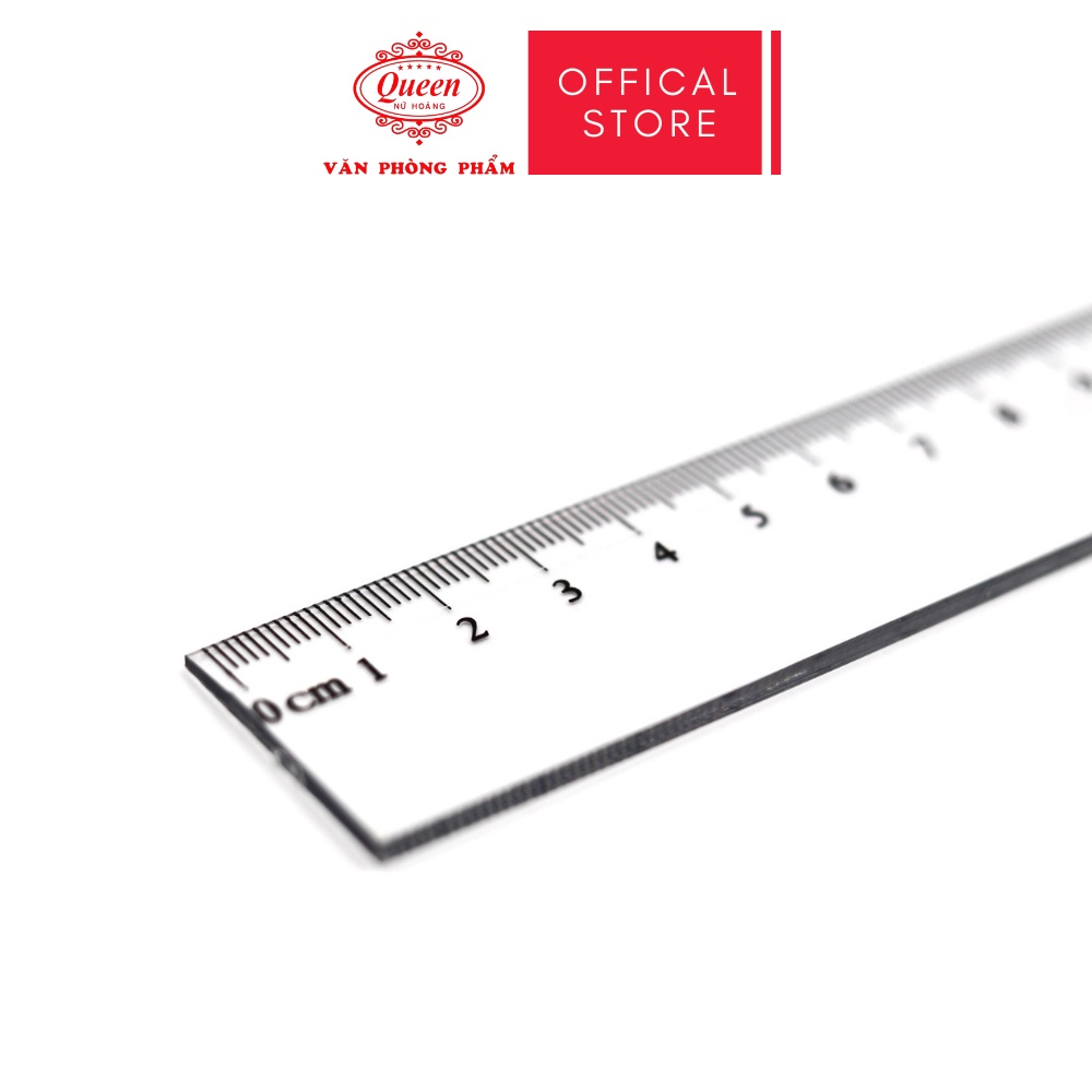 Thước nhựa 30cm - Màu Trắng Trong/Xanh/Xanh Lá/Hồng - Queen