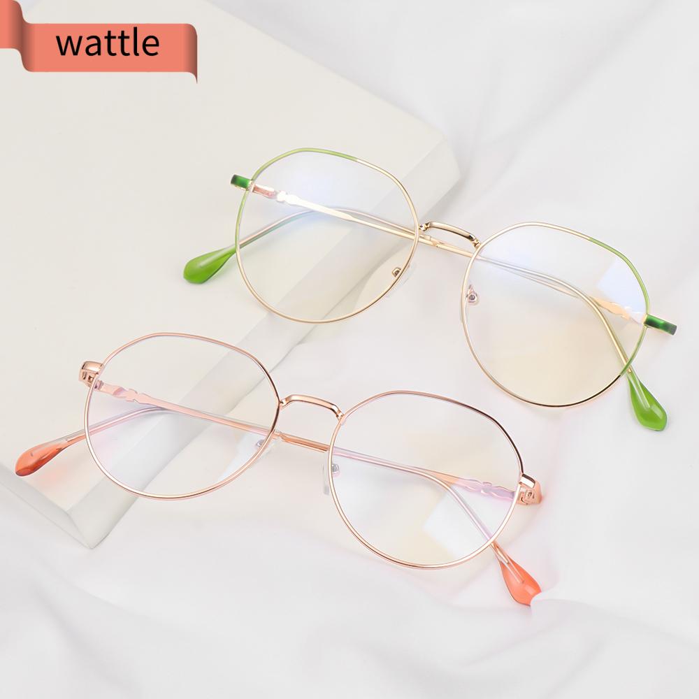 Kính cận phẳng gọng kim loại tròn siêu nhẹ chống tia UV/ ánh sáng xanh/ tia bức xạ độ rõ nét cao giảm mỏi mắt unisex