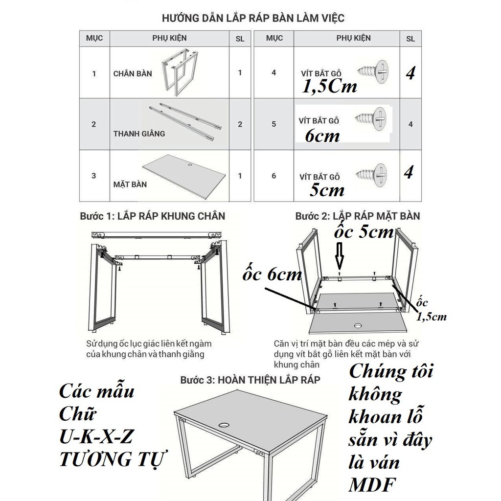 Bàn Gaming Chữ U, làm việc,học tập, Chân Sắt sơn tĩnh điện kích thước 60x120x75cm đầy đủ ốc vít lắp ráp KIỂU HÀN MSSP:01