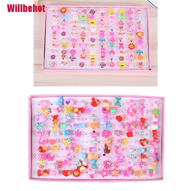 Bộ 10 nhẫn nhựa resin kiểu hoạt hình dễ thương cho bé