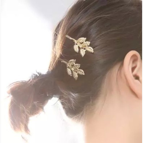 Kẹp tóc kim loại hình lá thanh lịch cho nữ