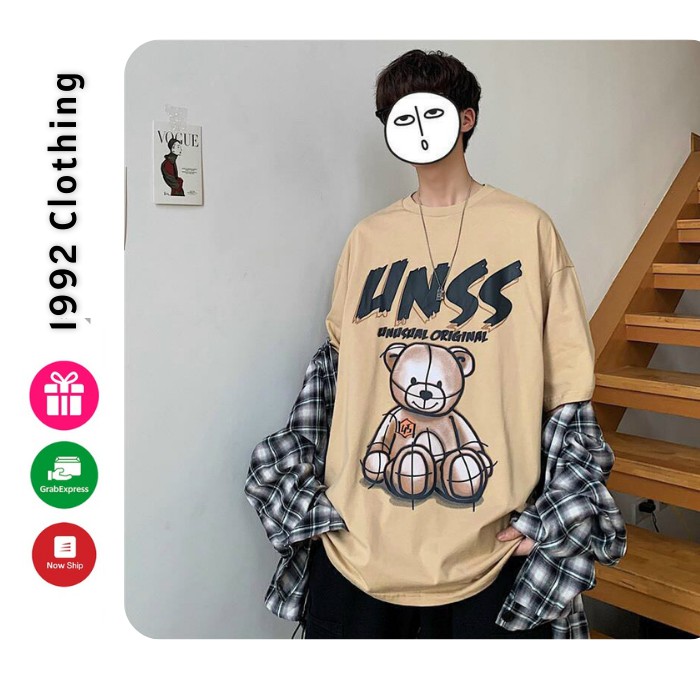 Áo Thun Tay Lỡ Unisex ATIN79  hình GẤU UNESS phông form rộng Unisex nam nữ phong cách Ulzzang