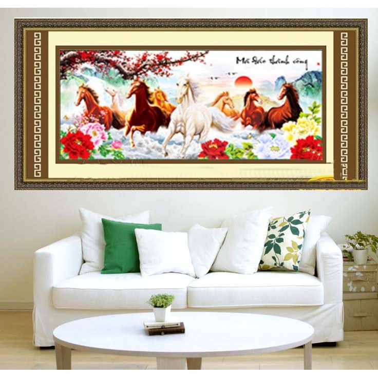 Tranh Đính Đá MÃ ĐÁO THÀNH CÔNG. Kích Thước: 1m x 50cm - 1m3 x 64cm - 1m8 x 85cm | BigBuy360 - bigbuy360.vn