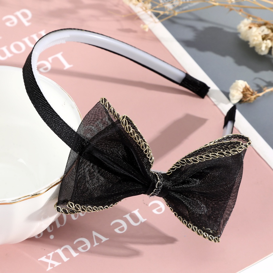 Băng đô vải lưới cột nơ in họa tiết chấm bi đáng yêu cho bé gái